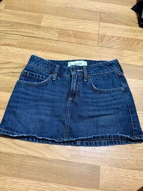 Hollister Indigo Denim Mini Skirt with Frayed Hem